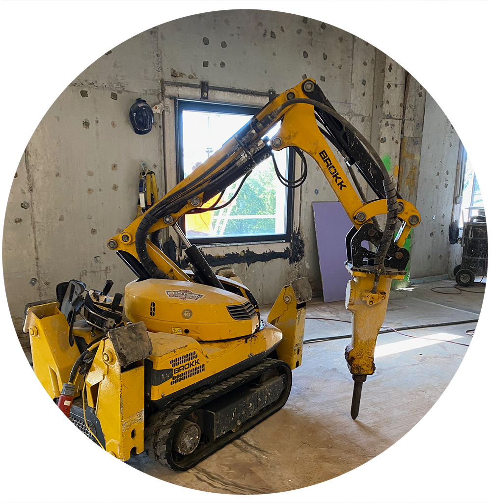 Robotic demolition during indoor construction
