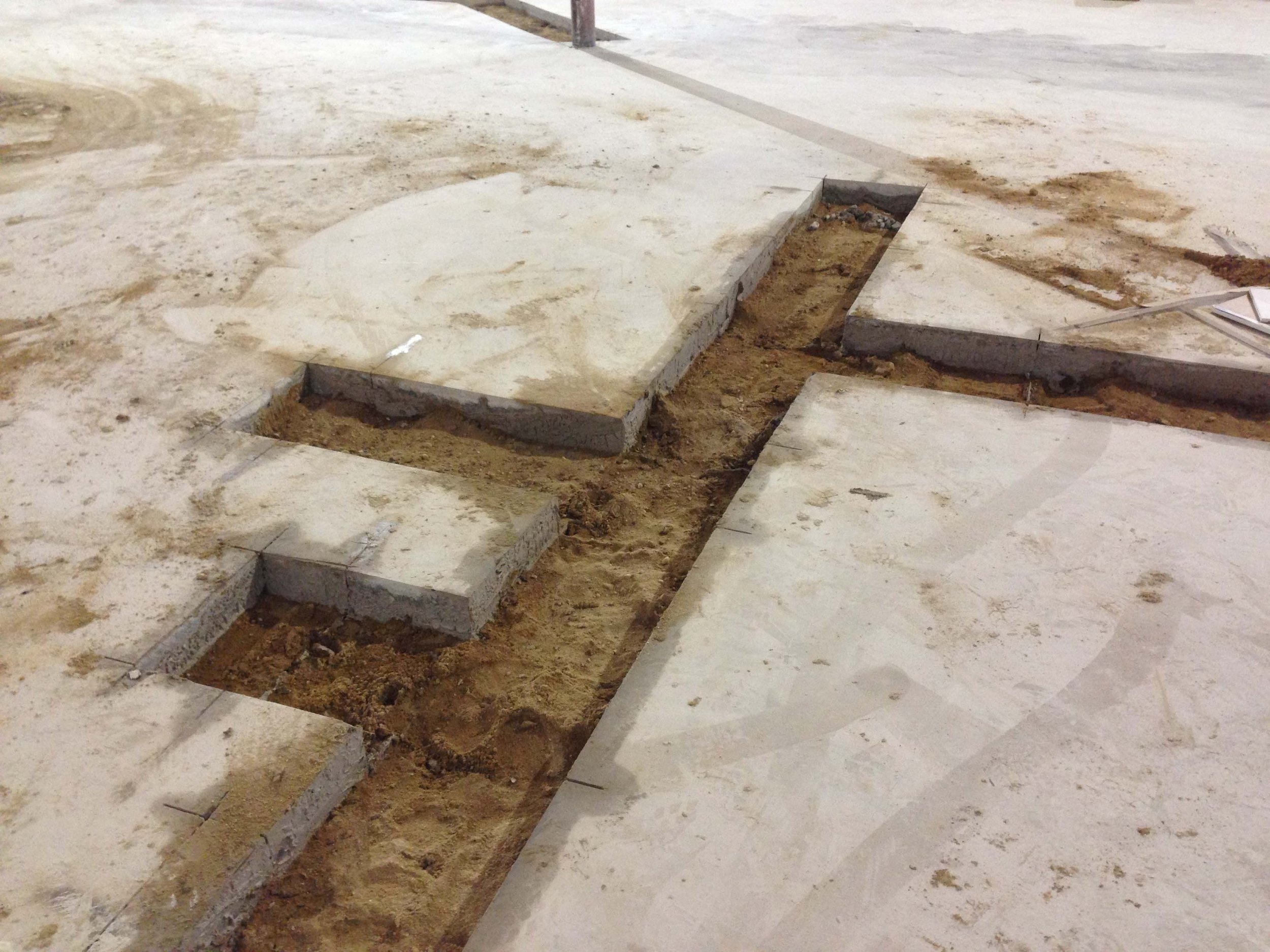 Trench work for pour back