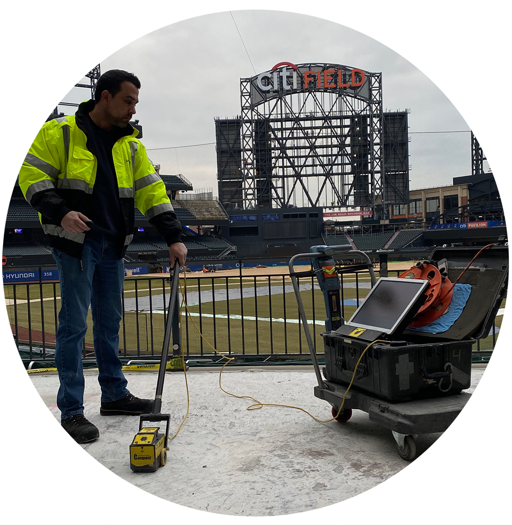 Eastern contractor scanning concrete at Citi Field.