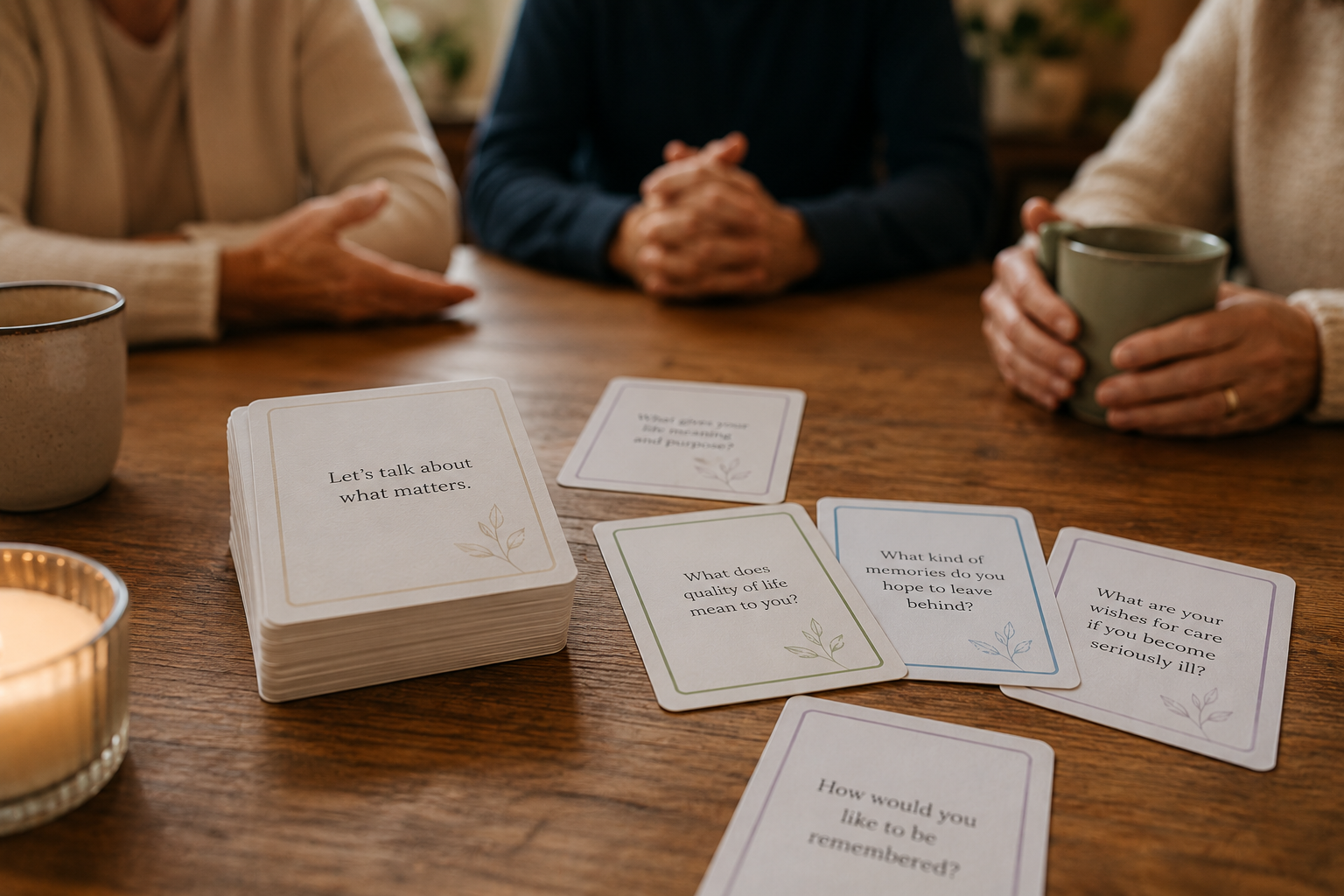Family Around Table Discussing End Of Life Wishes