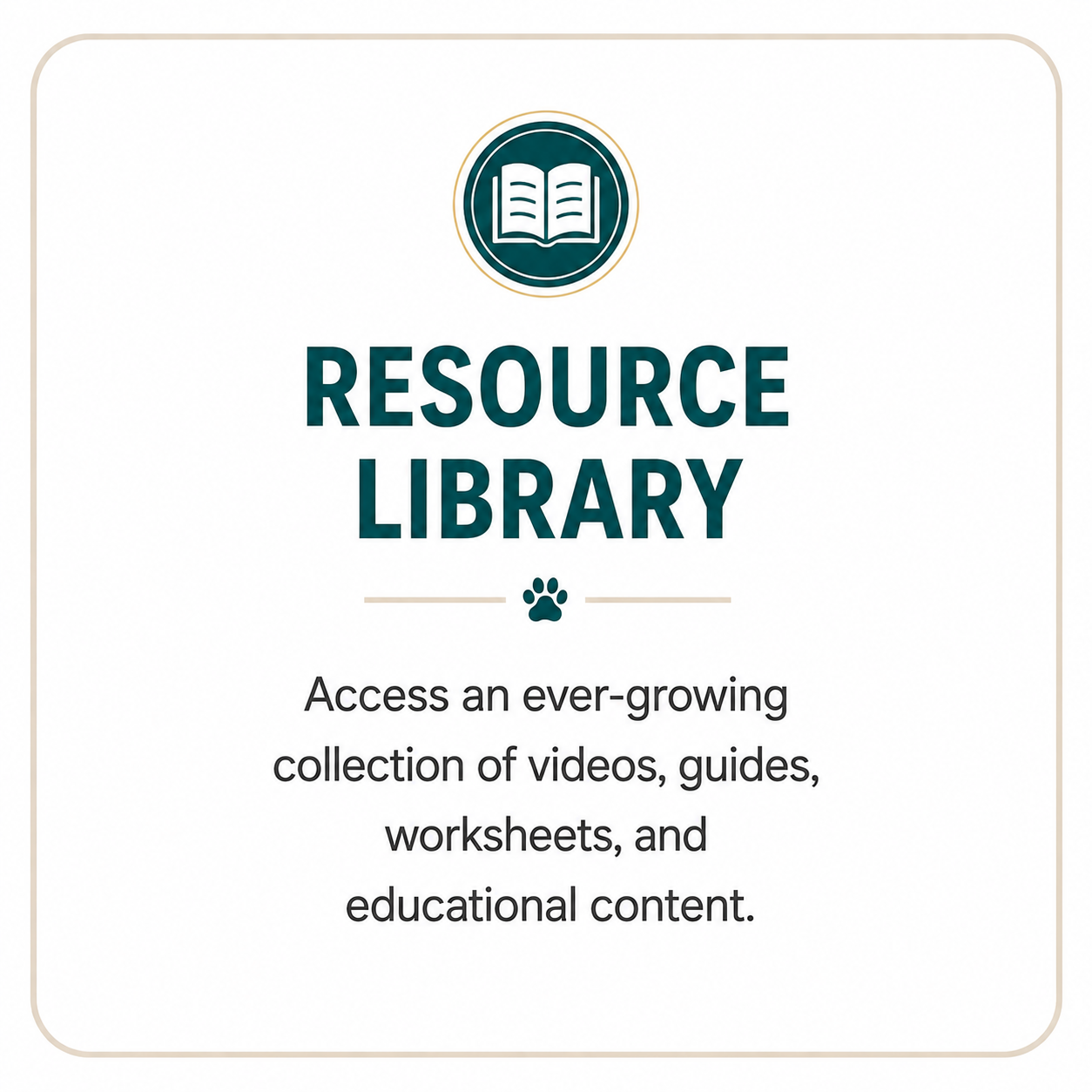 Tailwaggers Learning Center Resource Library featuring a growing collection of dog training videos, educational guides, worksheets, and canine learning resources available to members.