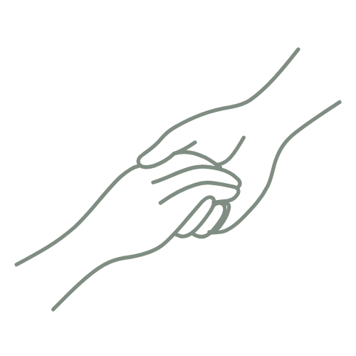 Line drawing of two hands clasped in a handshake.