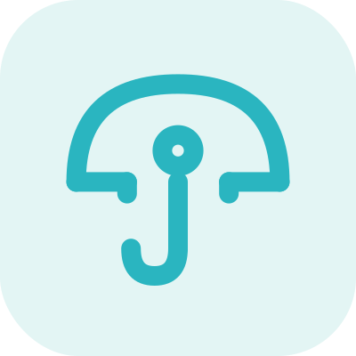 Icon of a stylized umbrella with a handle