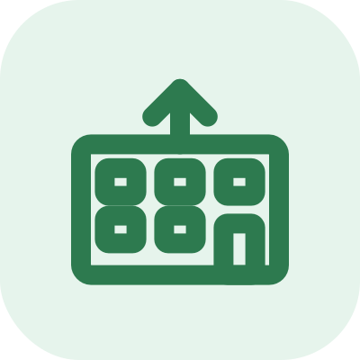 Icon of a recycling bin with an upward arrow indicating disposal or recycling.