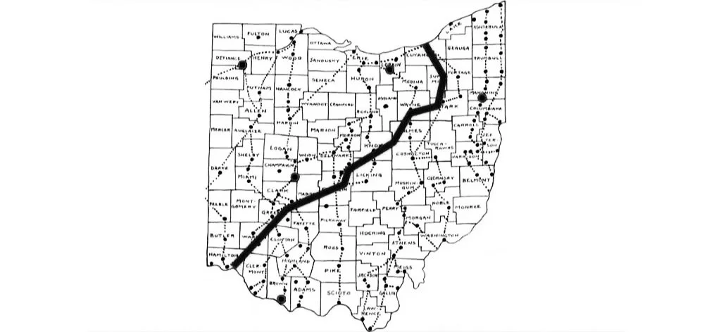 Black lines on a map of Arkansas show highway routes with city and county names.