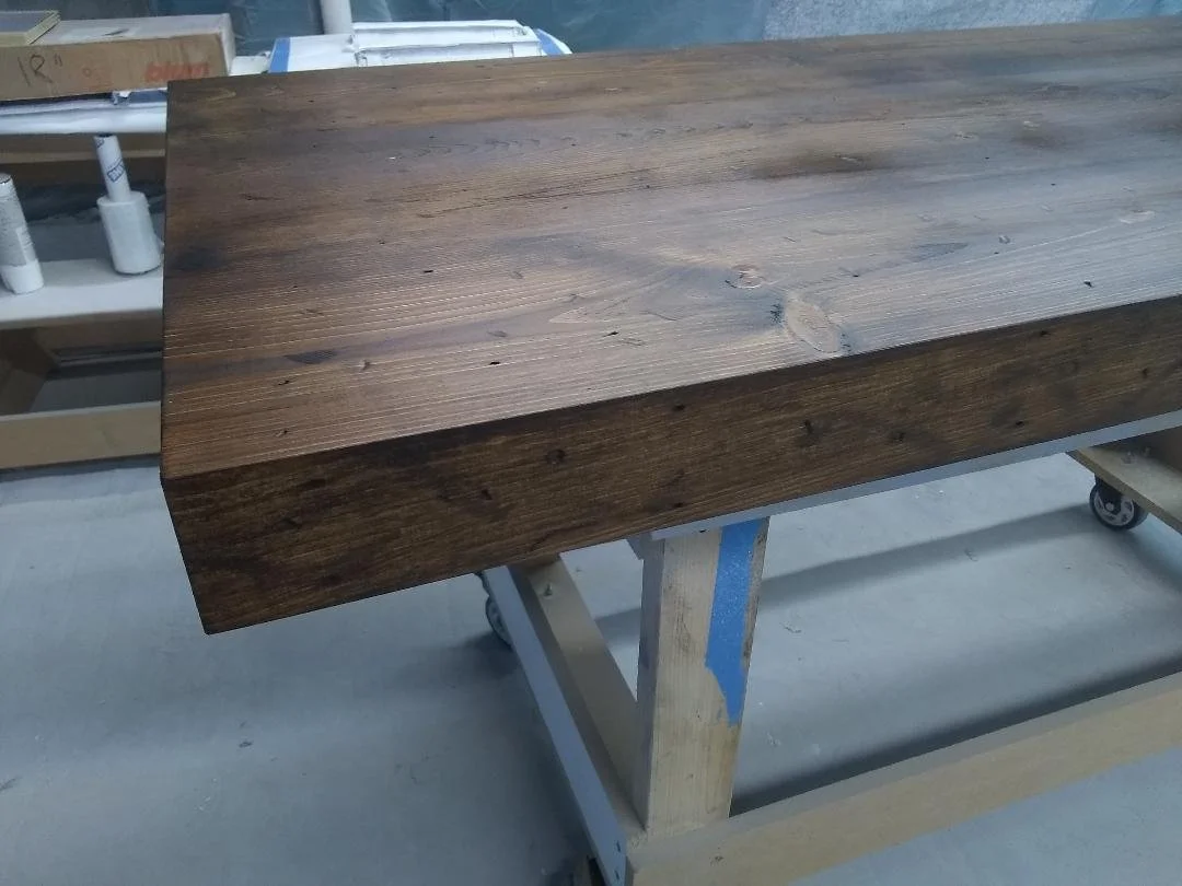  Custom made, brand new but distressed ,stained and finished the solid wood tabletop, 3 1/2" thick, measuring 3' x 6'
Custom cabinetry. Custom made countertop  made of solid  wood and satin , water base finish.
#bigjohnsco #CustomFurniture #MadeFromS