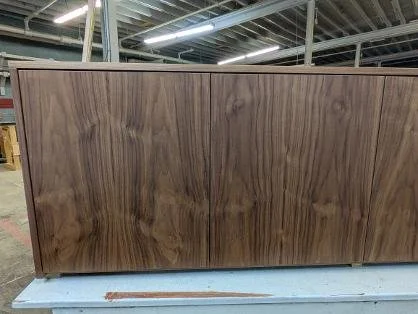 Walnut custom  cabinets. With clear  water based varnish top coat.
