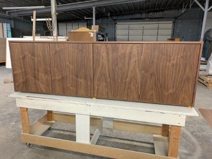 Walnut custom  cabinets. With clear  water based varnish top coat.