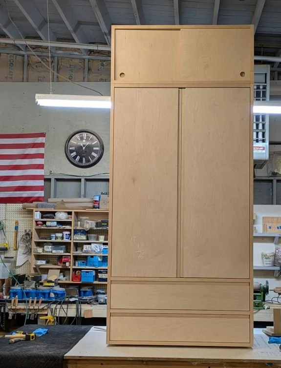 The 12-foot tall  custom cabinet with insert fronts. The unit, made of 1-inch plywood.
#bigjohnsco #CustomFurniture #MadeFromScratch #HomeRemodeling #KitchenRemodel #MadeFromScratch 