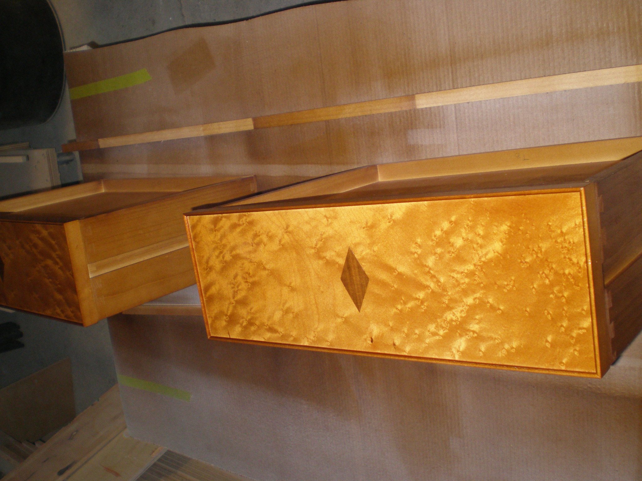Birdseye maple veneer . Custom stain.