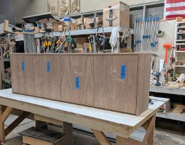 Walnut custom  cabinets. Not finish yet.