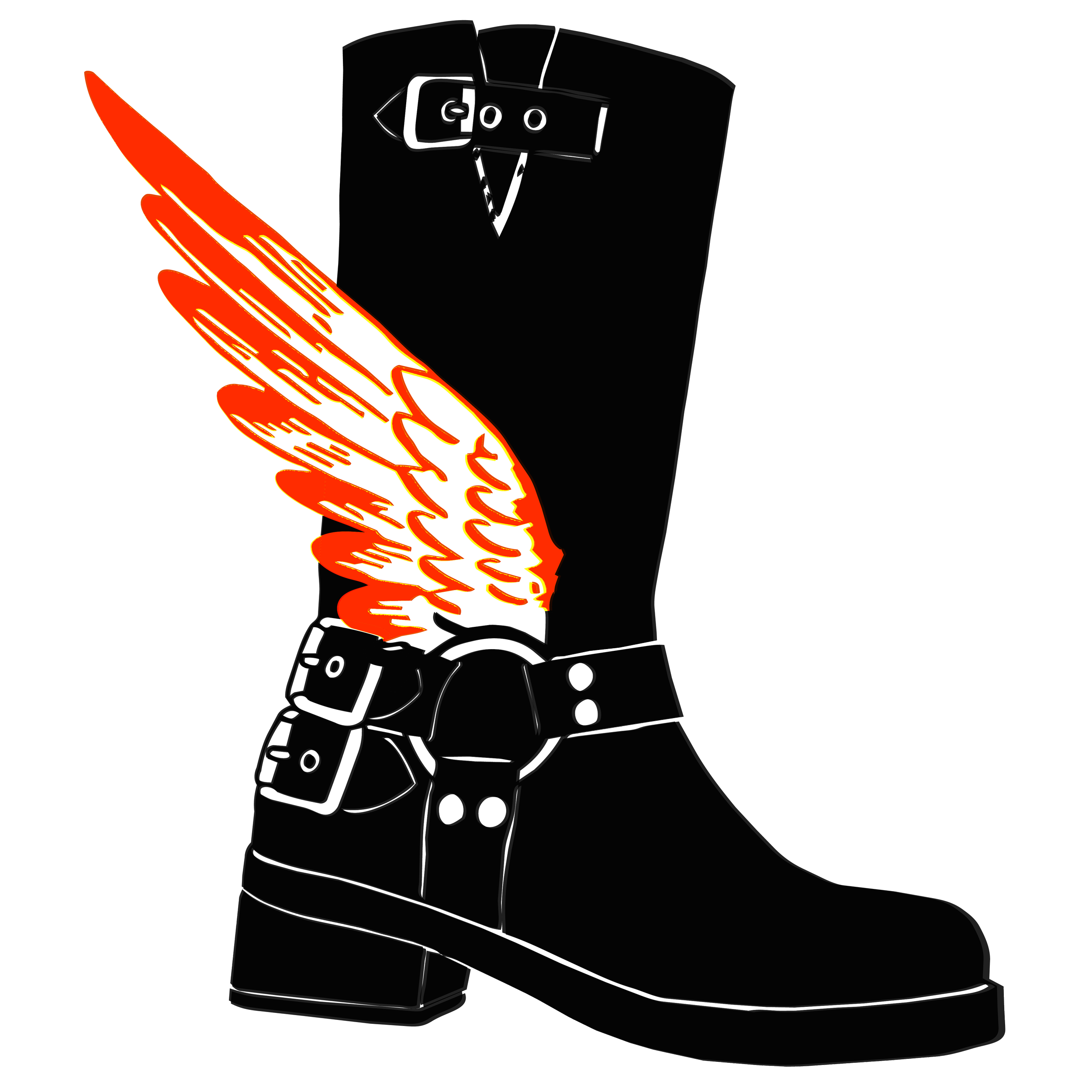 A gay motorcycle boot with Mercurial wings.