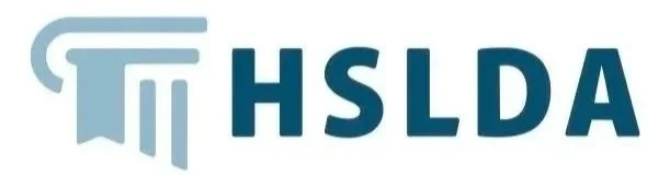 HSLDA logo with stylized column and blue text
