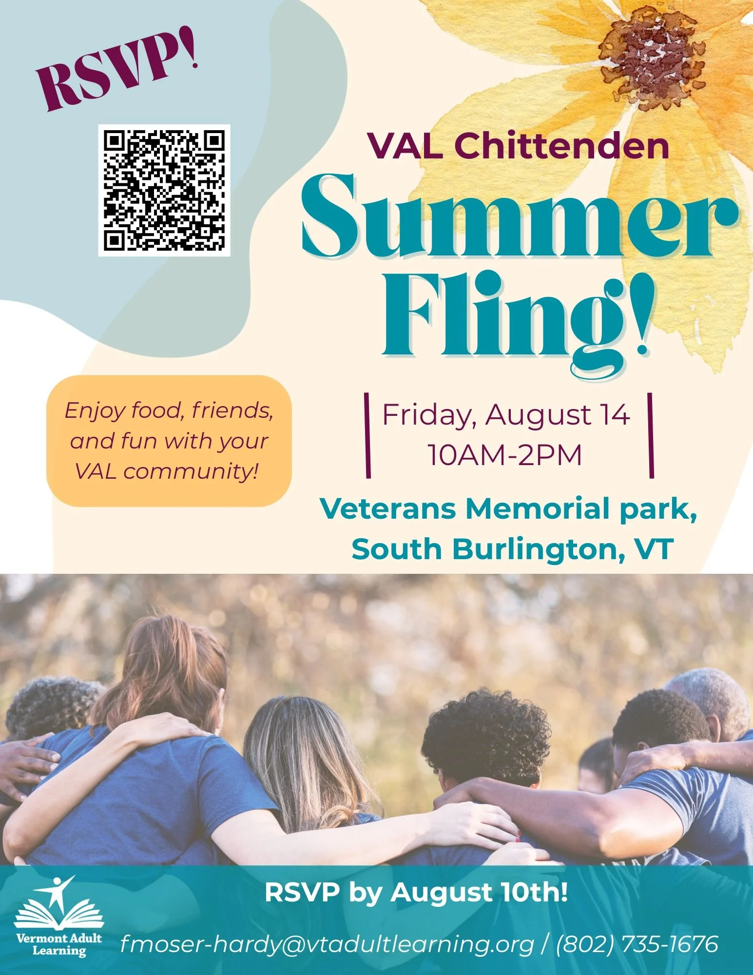 Vermont Adult Learning Event Flyer: Summer Fling
