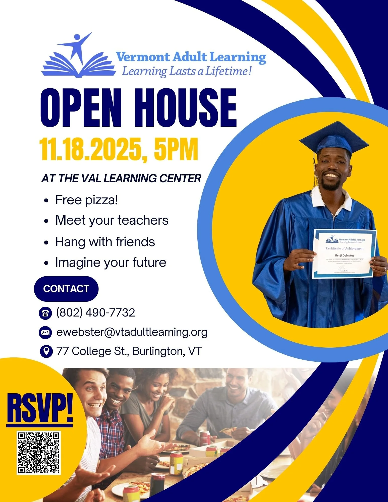 Vermont Adult Learning Flyer: Open House