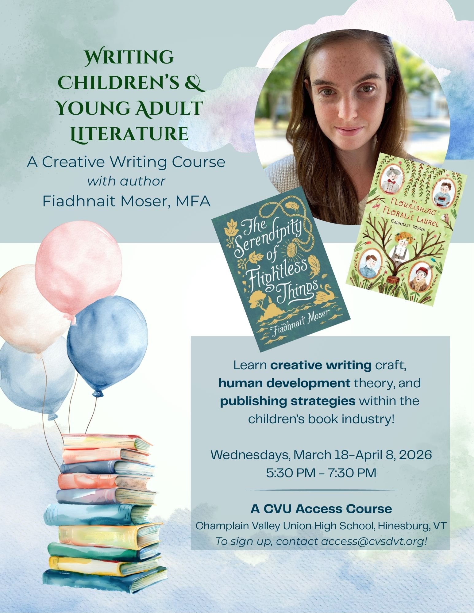 CVU Access Nonprofit Continuing Education Programming Flyer: Writing Children's & Young Adult Literature