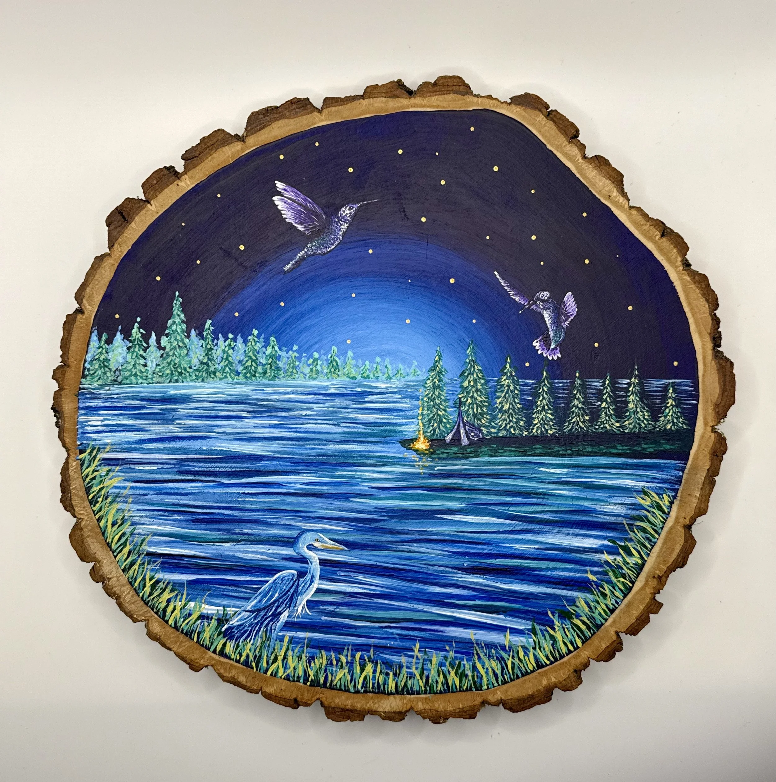 Lake Rustic Acrylic Painting on Wood