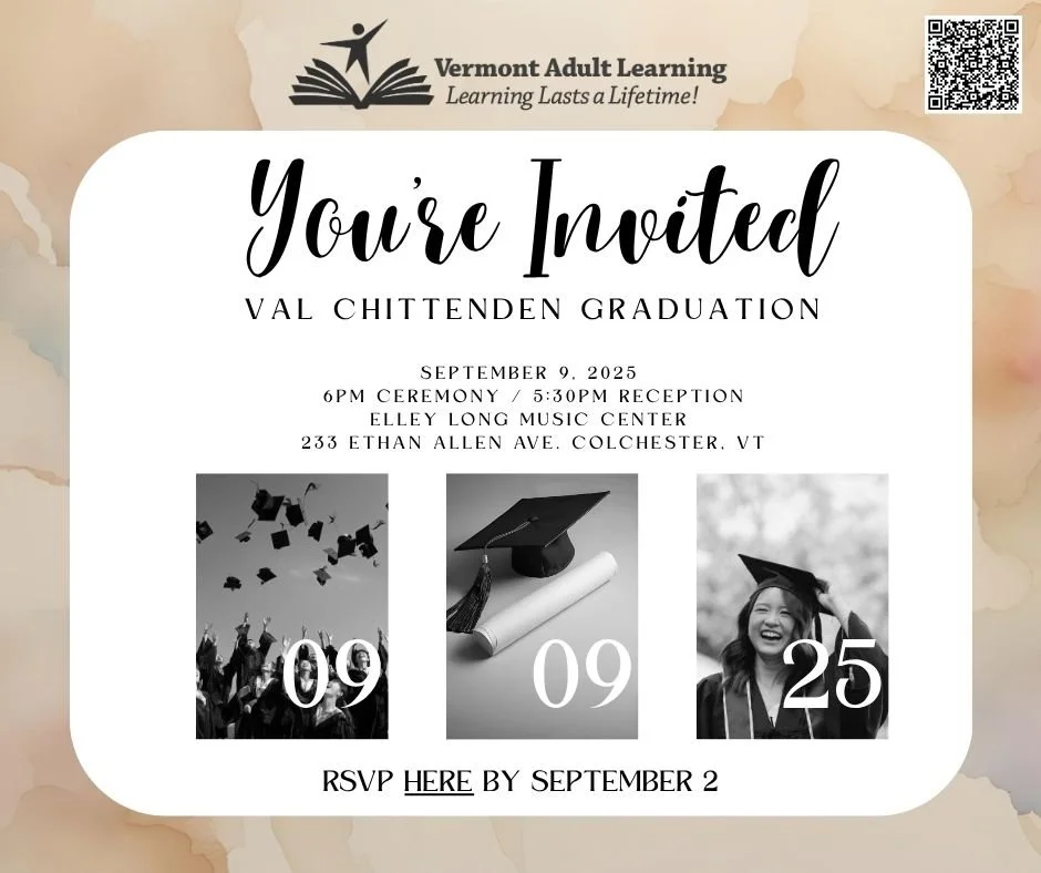 Vermont Adult Learning Graduation Invitation