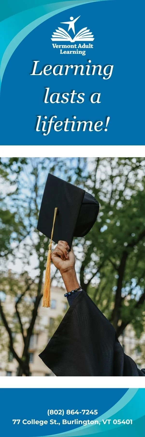 Vermont Adult Learning Nonprofit Educational Institution Bookmark: High School Diploma Program Promotion