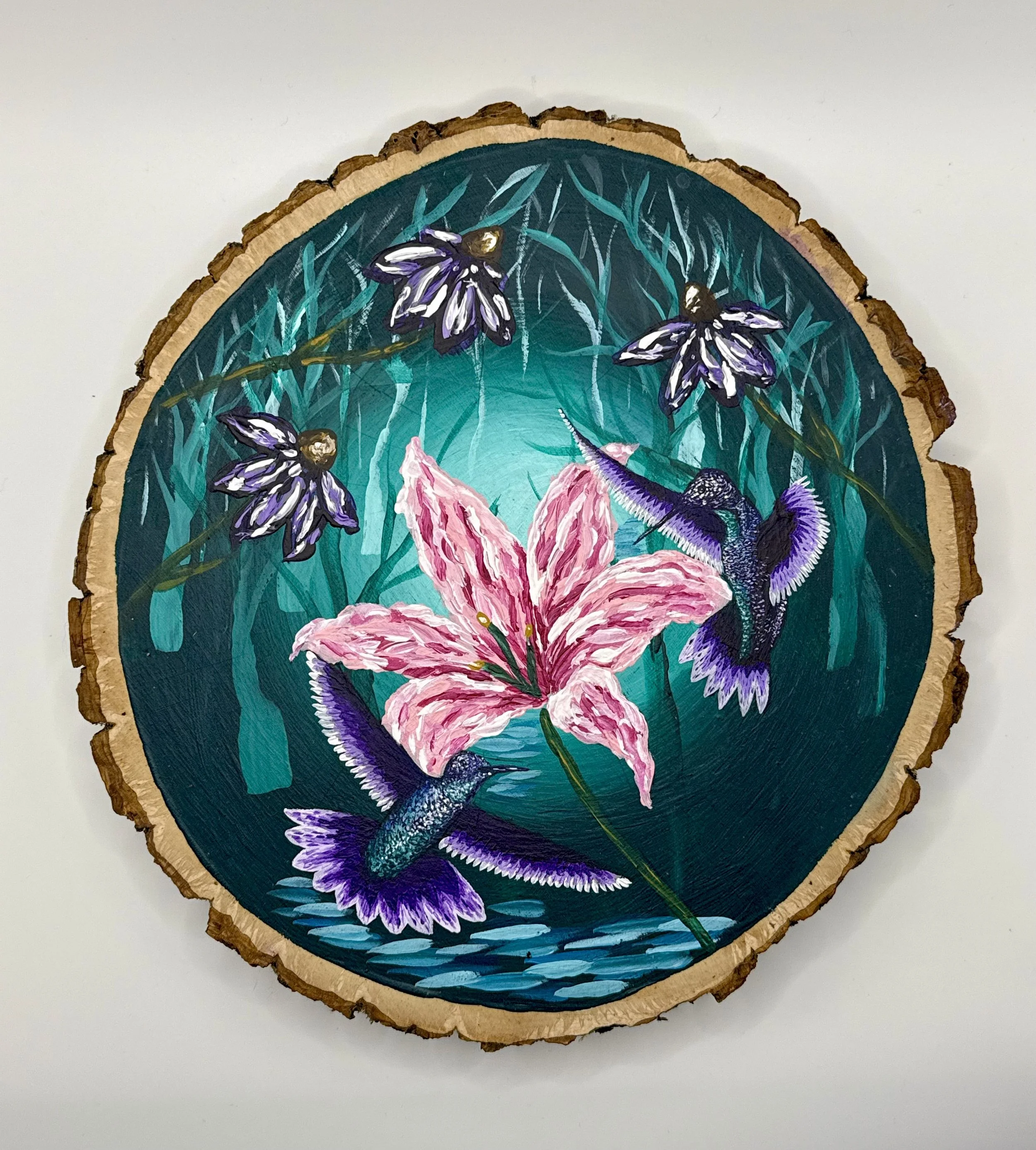 Hummingbird Rustic Acrylic Painting on Wood