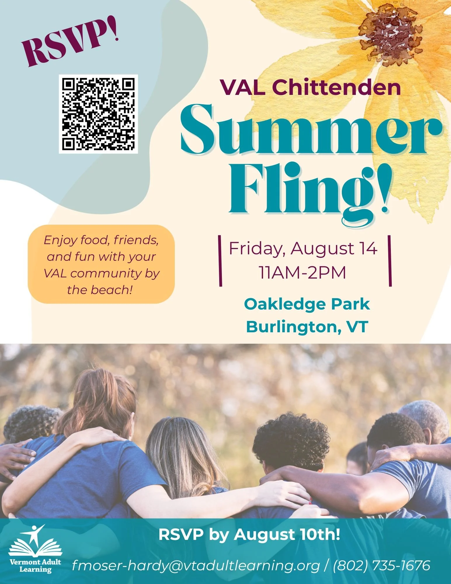 Vermont Adult Learning Nonprofit Educational Institution Event Promotional Flyer: Summer Fling