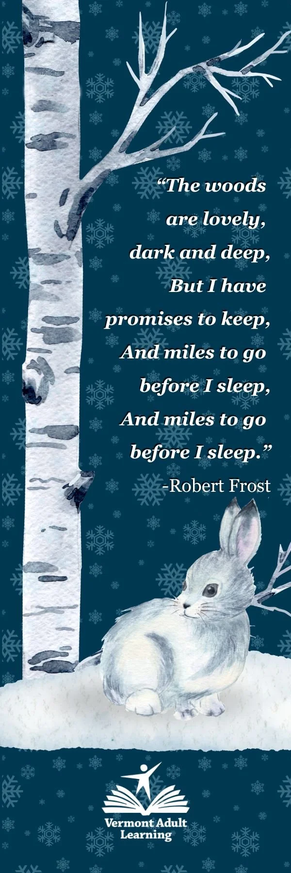 Vermont Adult Learning Nonprofit Educational Institution Seasonal Book Club Bookmark: January/February