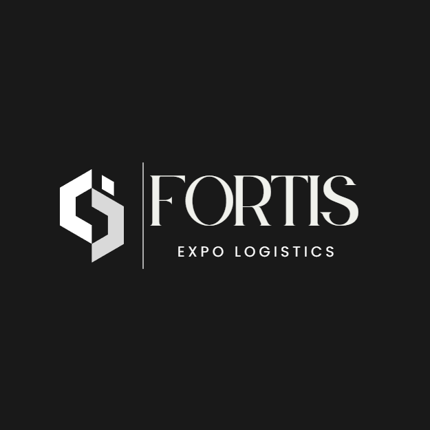 Fortis Expo Logistics logo on a black background.