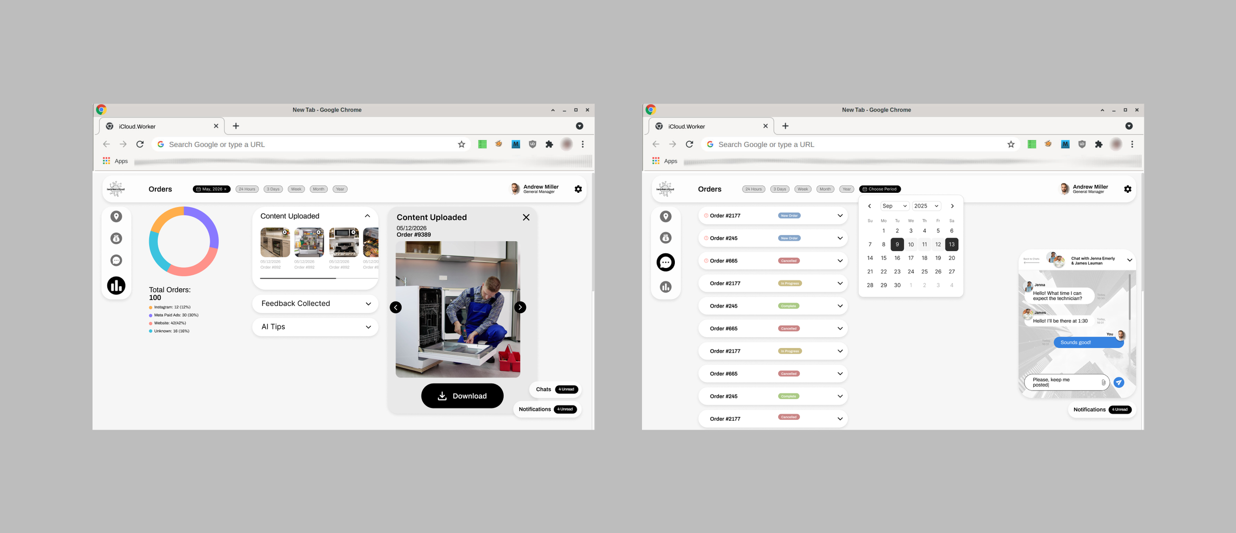 SaaS B2b user interface desktop version