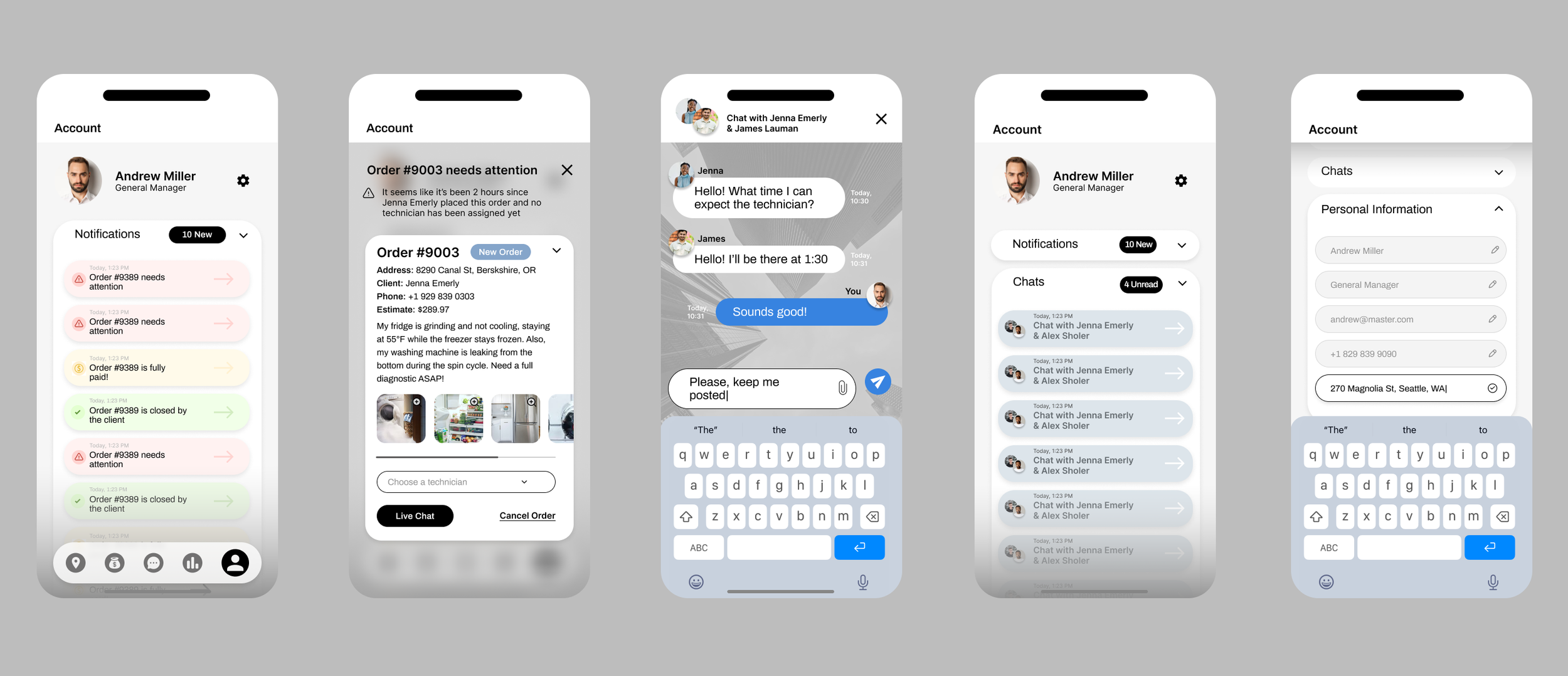 SaaS B2b user interface mobile app