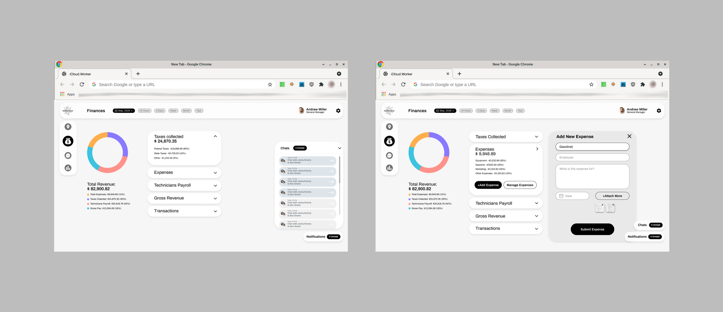SaaS B2b user interface desktop version