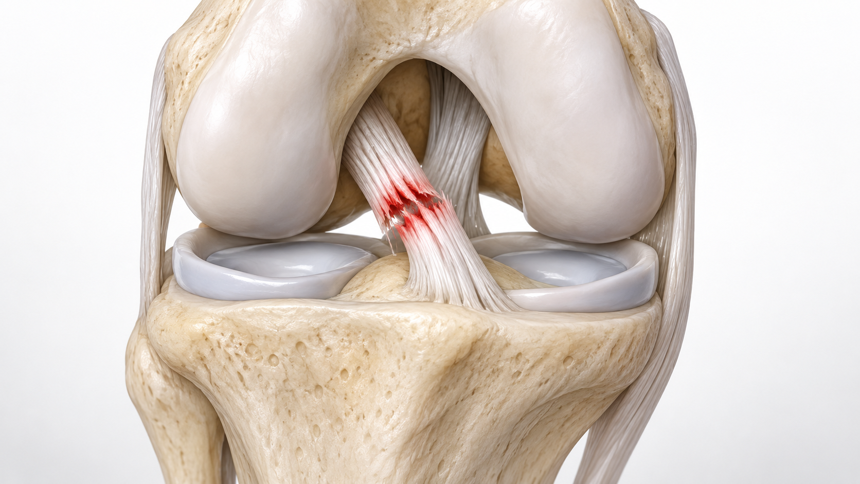 Ilustración de una lesión de ligamento en la rodilla