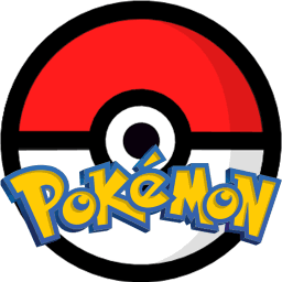A Pokémon-themed logo featuring a red and white Poké Ball with the word 'Pokémon' written in blue and yellow letters.