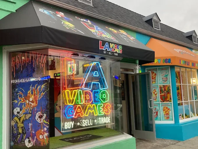Exterior of LA Video Games Hollywood store on Melrose Avenue in Los Angeles