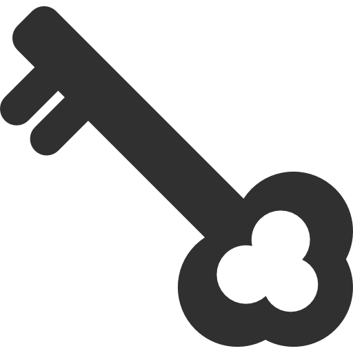 Silhouette of a key with a bow-shaped head and a simple blade.