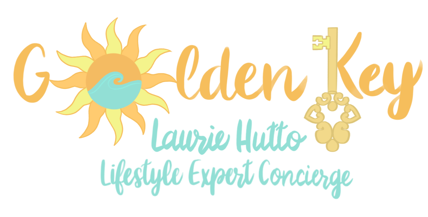 Colorful logo with a sun, wave, and tropical elements, with the words 'Golden Key, Luxuriously, Lifestyle, Luxury, Experience, Lounge' in vibrant colors.