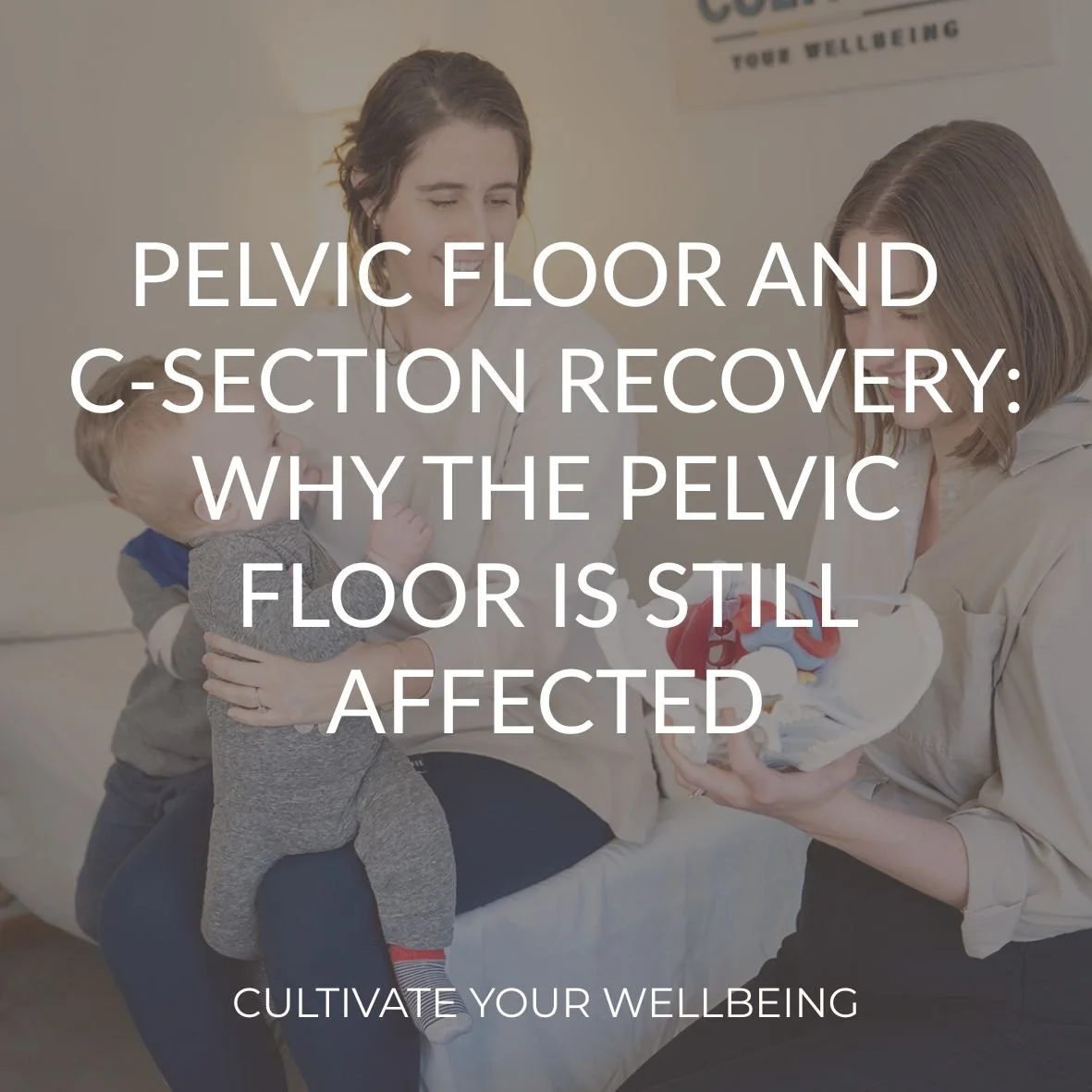 Pelvic health physical therapist from Cultivate Your Wellbeing educating a postpartum patient on csection recovery and pelvic floor.