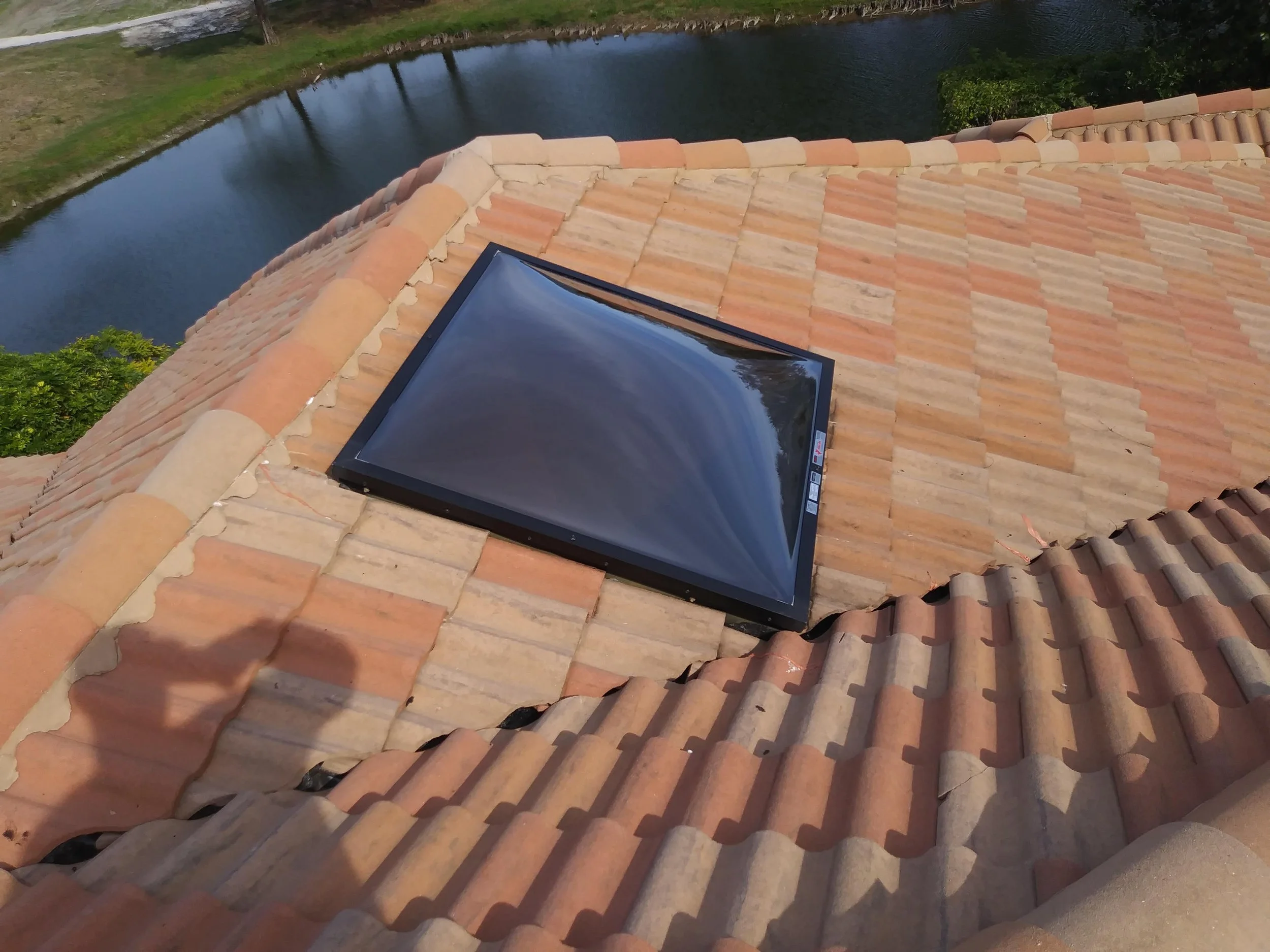 Skylight installed in a tile roof