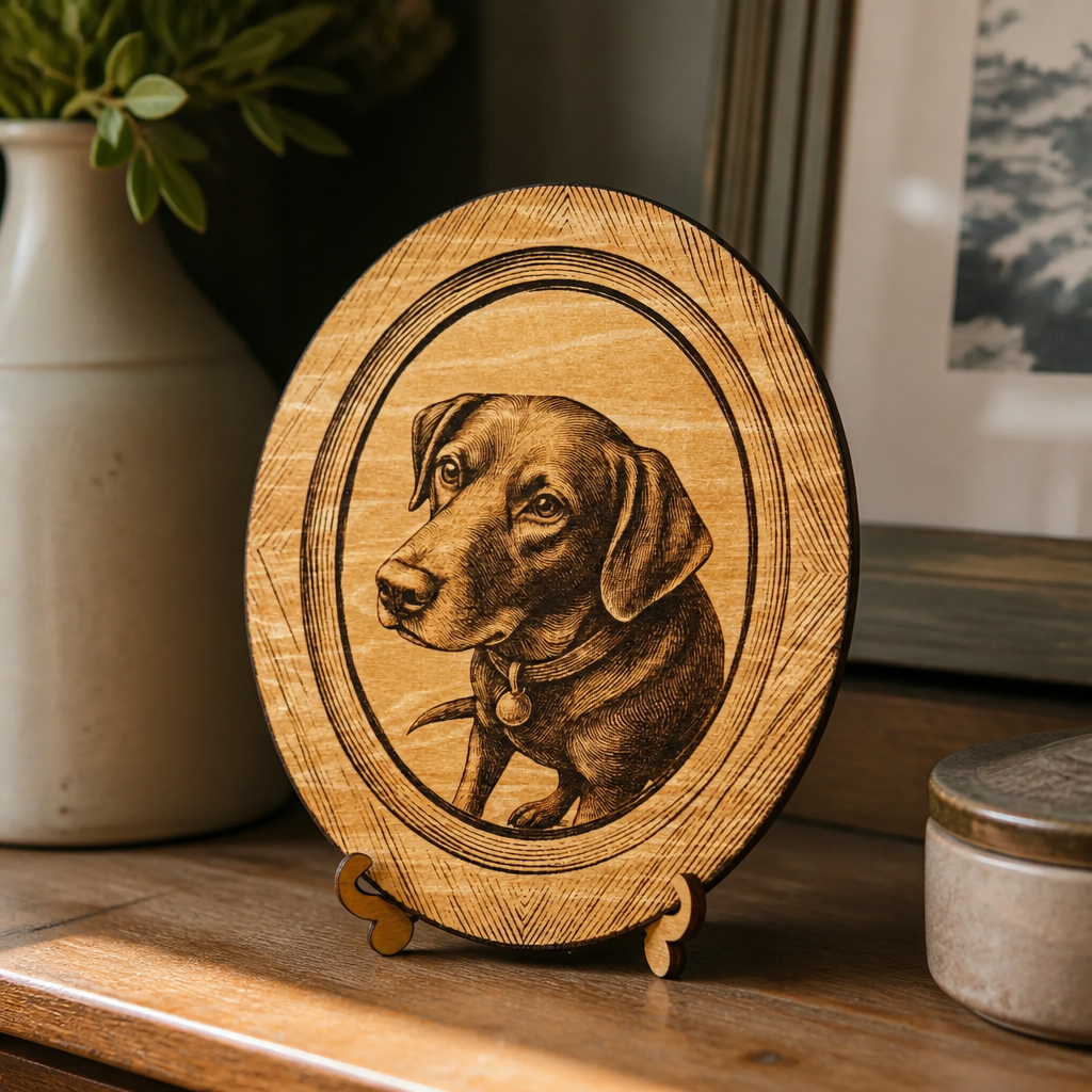 Personalized Wood Laser Engraved Pet Photo