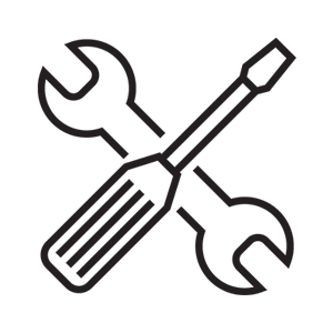 Icon of a wrench and a screwdriver crossed over each other