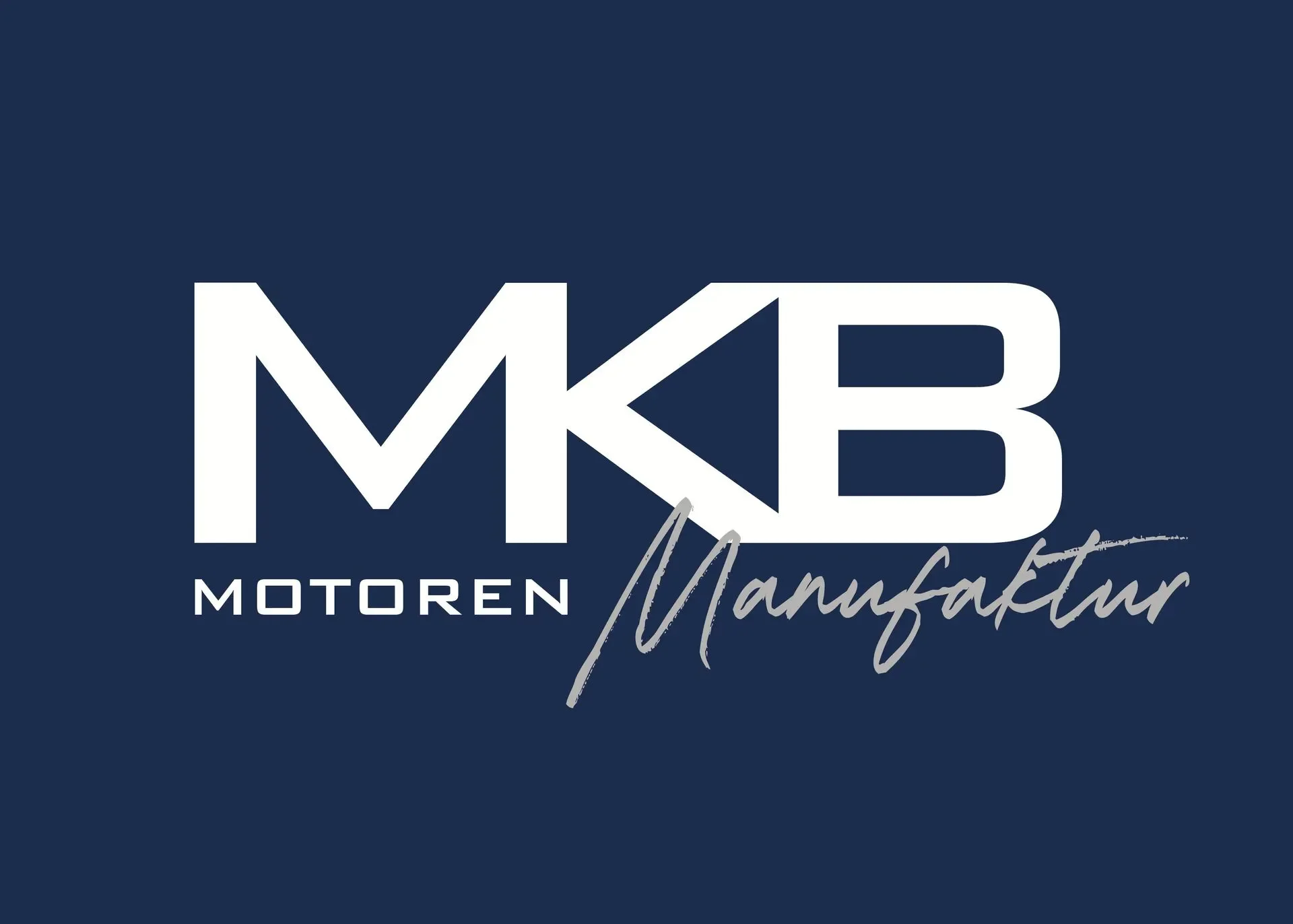 Logo with the text 'MKB Motoren Manufaktur' on a dark blue background.