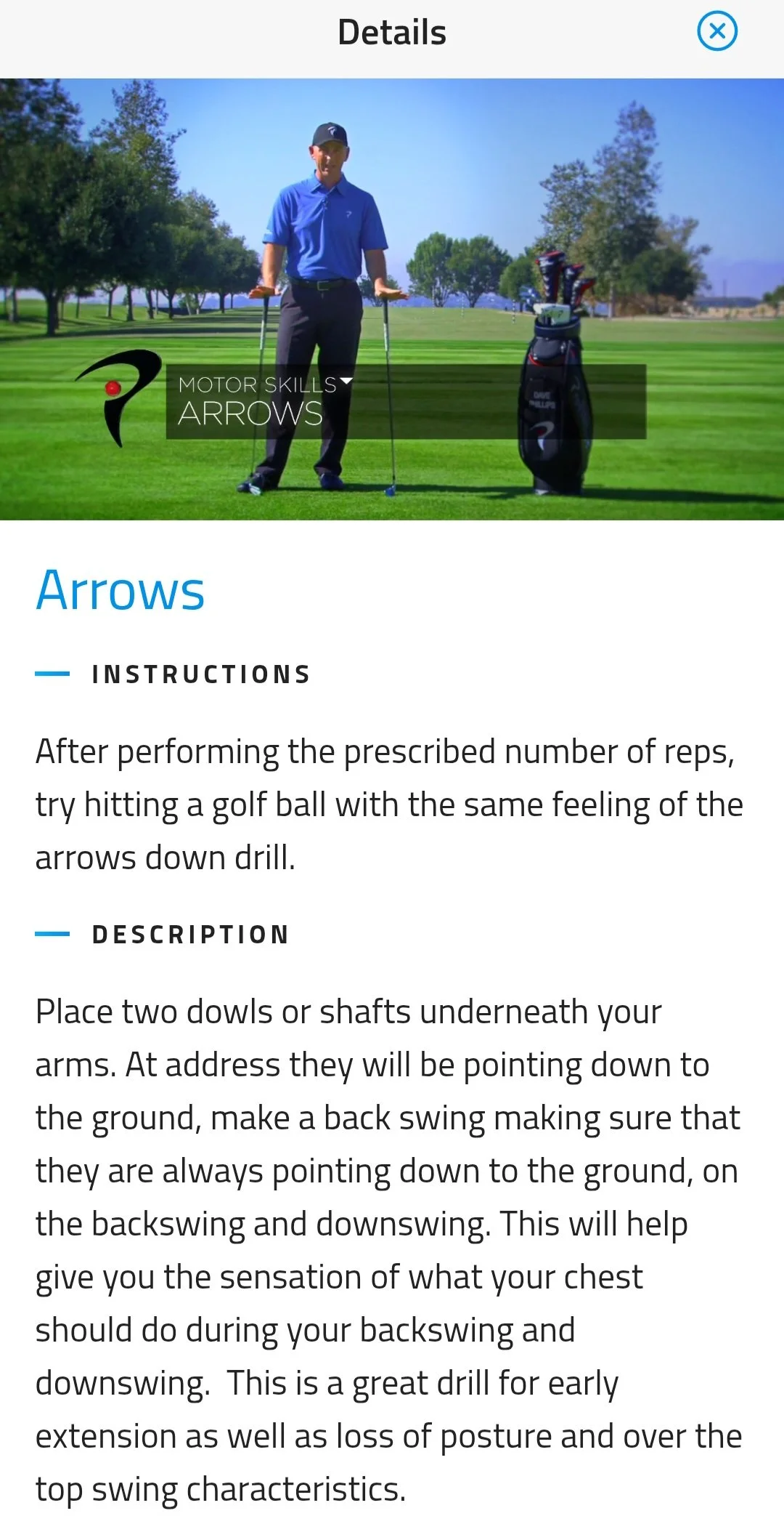 Drills come with a clear description and video from TPI's Dave Phillips