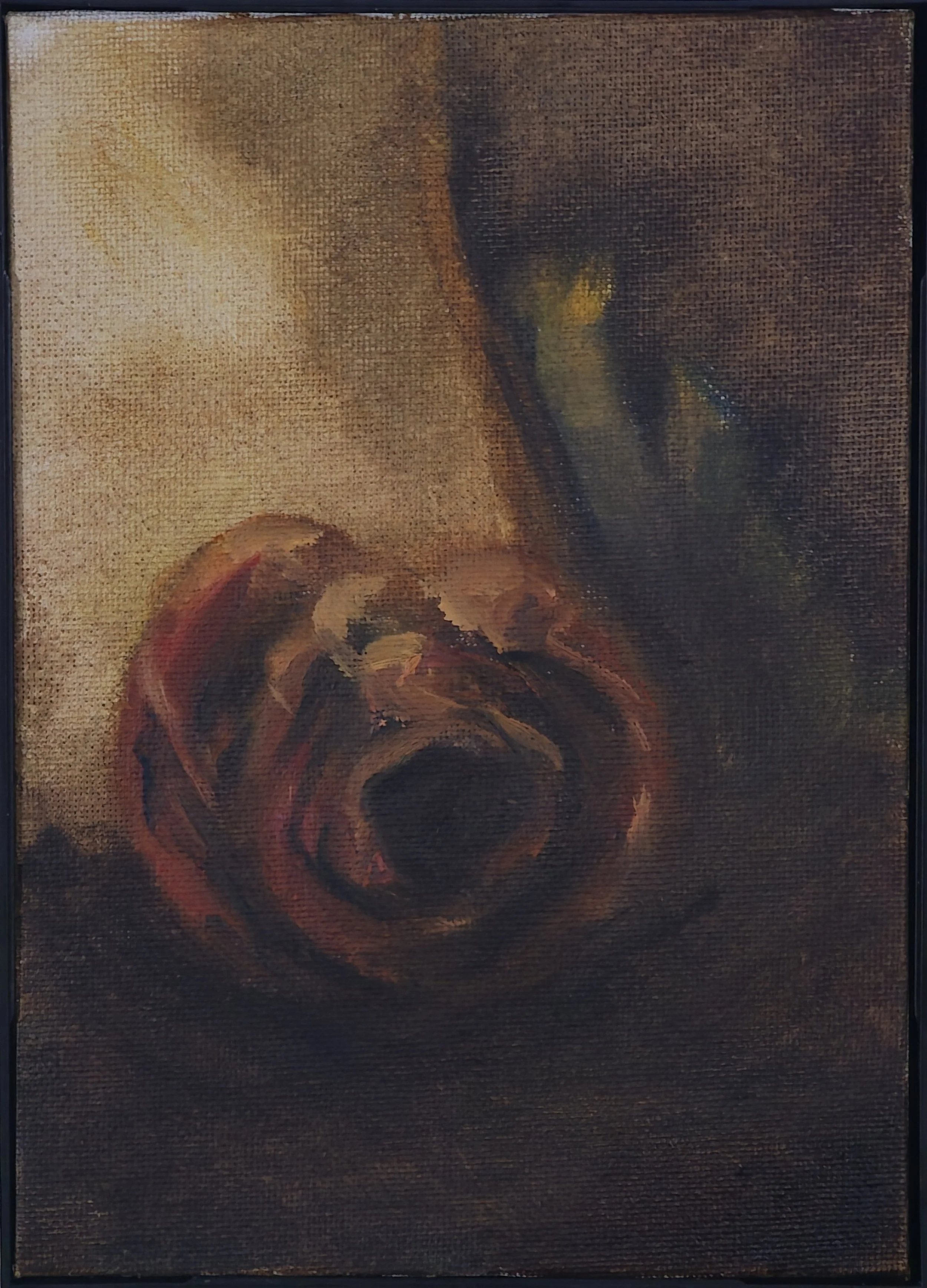 Decayed Rose in Candlelight III, 5 x 7 Oil on Canvas, 2026