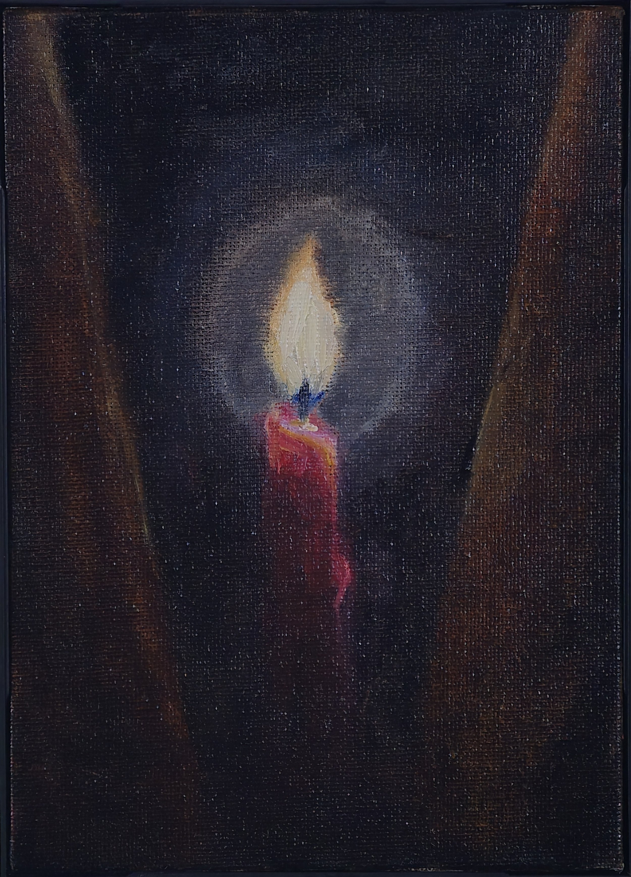 Candlelight in Darkness, 5 x 7 Oil on Canvas, 2025