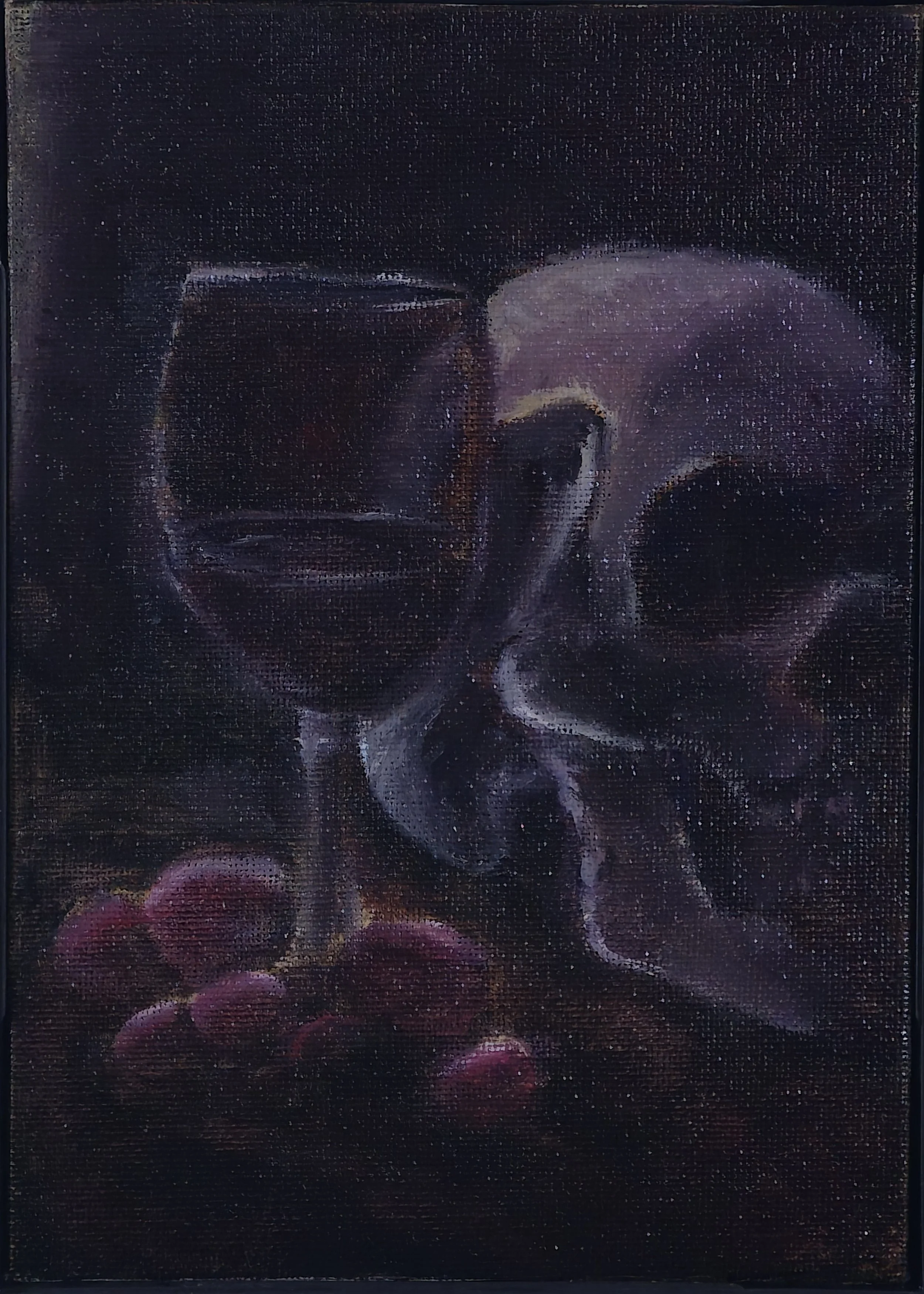 Wine and Grapes III, 5 x 7 Oil on Canvas, 2026