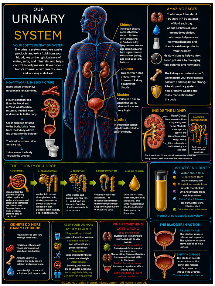 Our Urinary System Anatomy Poster Digital Download | Printable Human Body Science Chart | PDF Wall Art