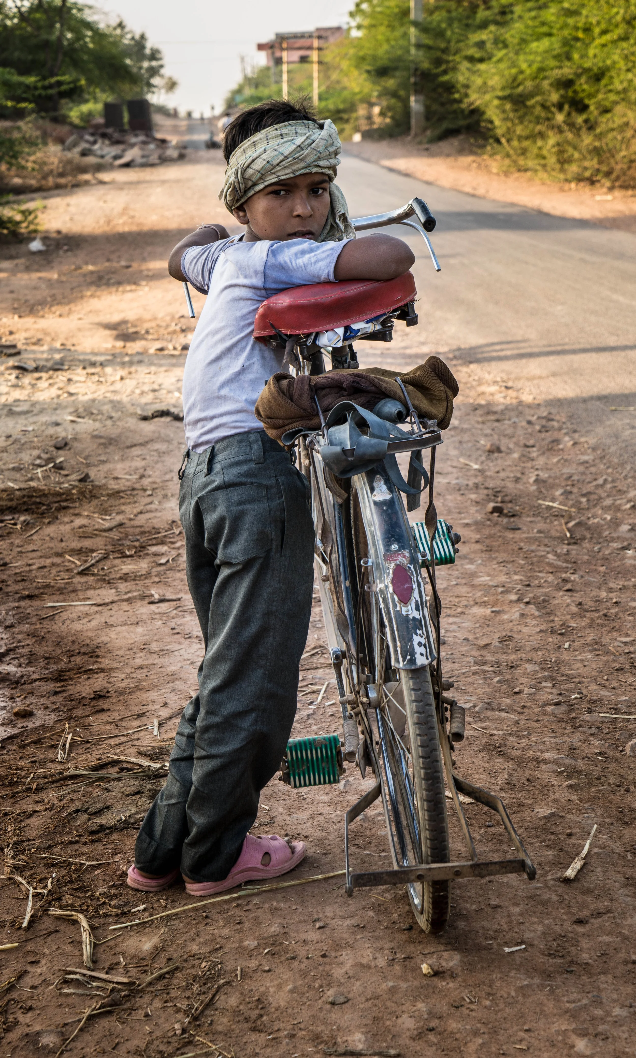 Boy and a big bike