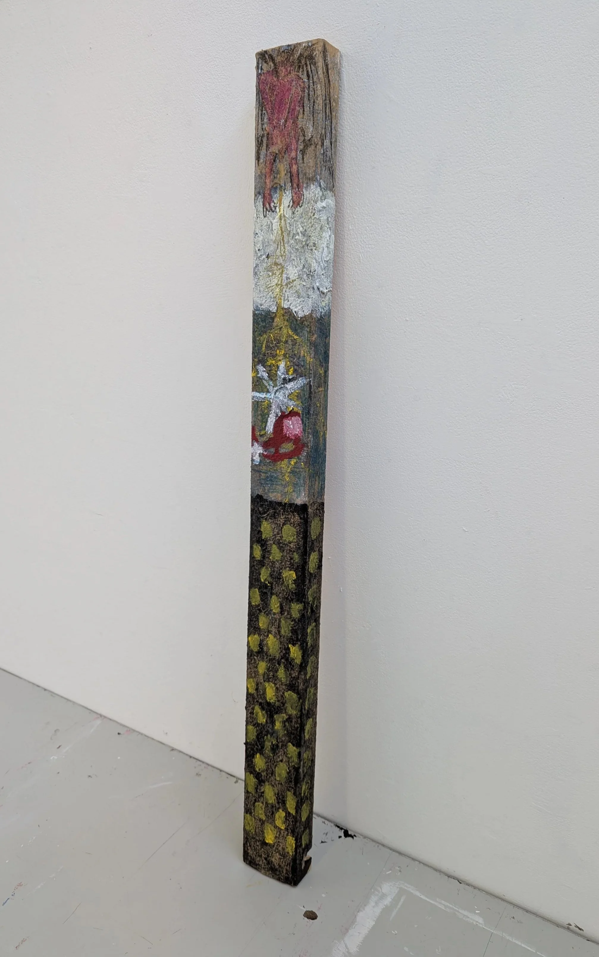 'Demon pissing lightning onto a helicopter' - 
Acrylic, Ink, Crayon and Latex on Wood