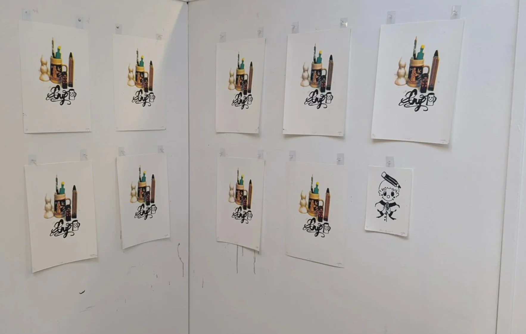 'Cup' Screen Prints displayed in Studio