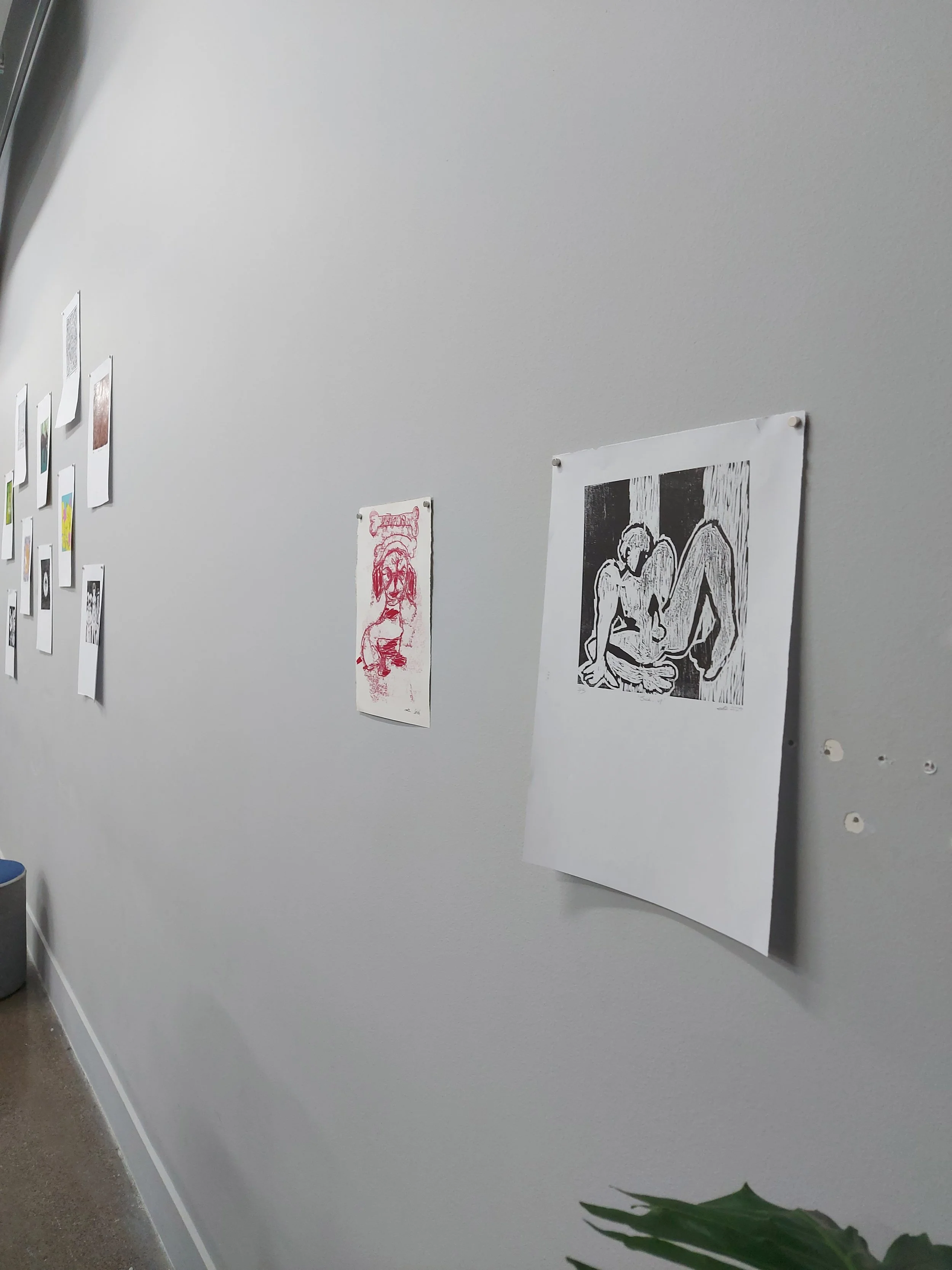 Woodcut and collaborative monoprint -displayed in RMIT mid-year Exhibition 2025 (Work with Sarah Beccari)