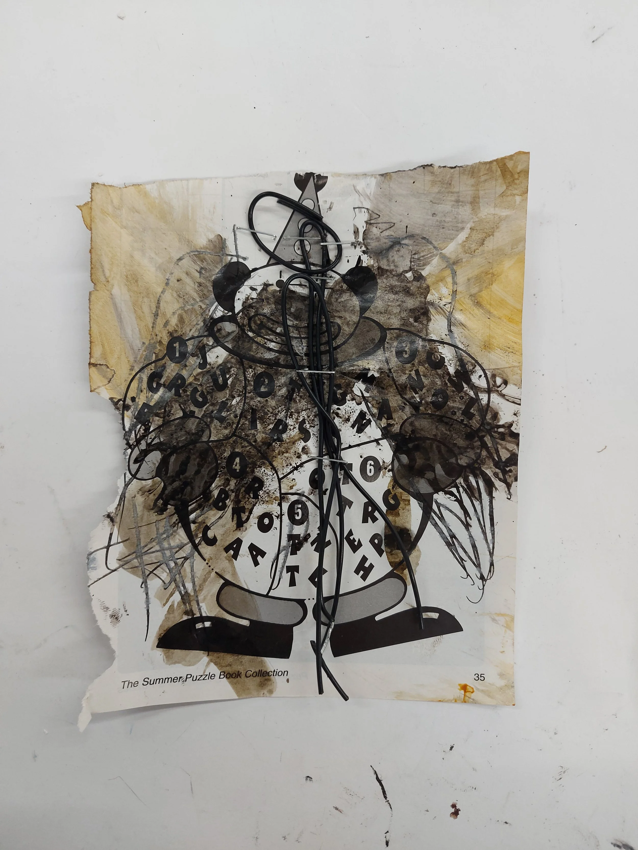 'Angel, 3/3' - 
Wire, Ink, Staples on Paper